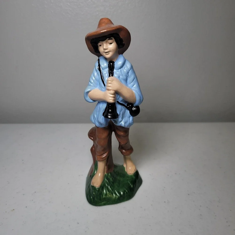 Pacific Mold‎ Boy Blue Vintage Ceramic Nativity Piece Shepherd Musician 6 Inch